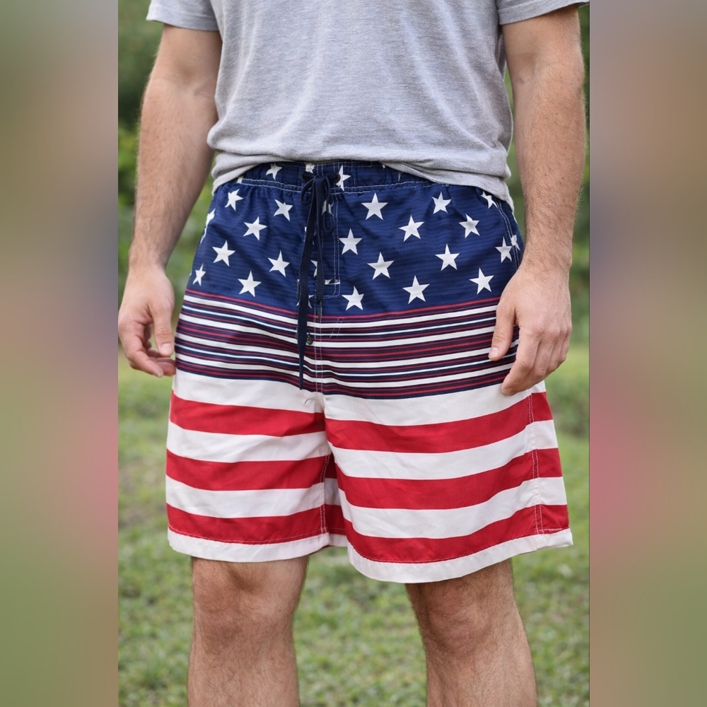 Faded Glory American Flag Men Shorts Medium